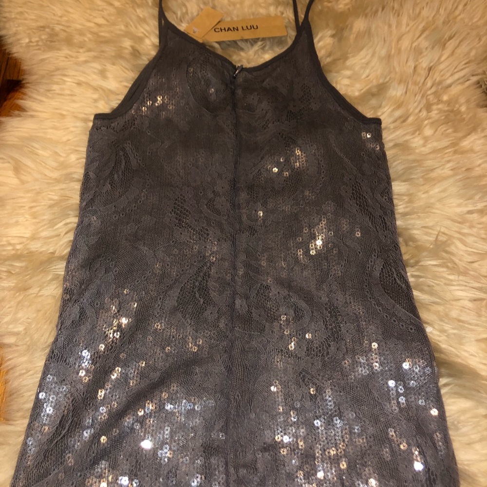 Designer Gray Sequin Top - Picture 2 of 4